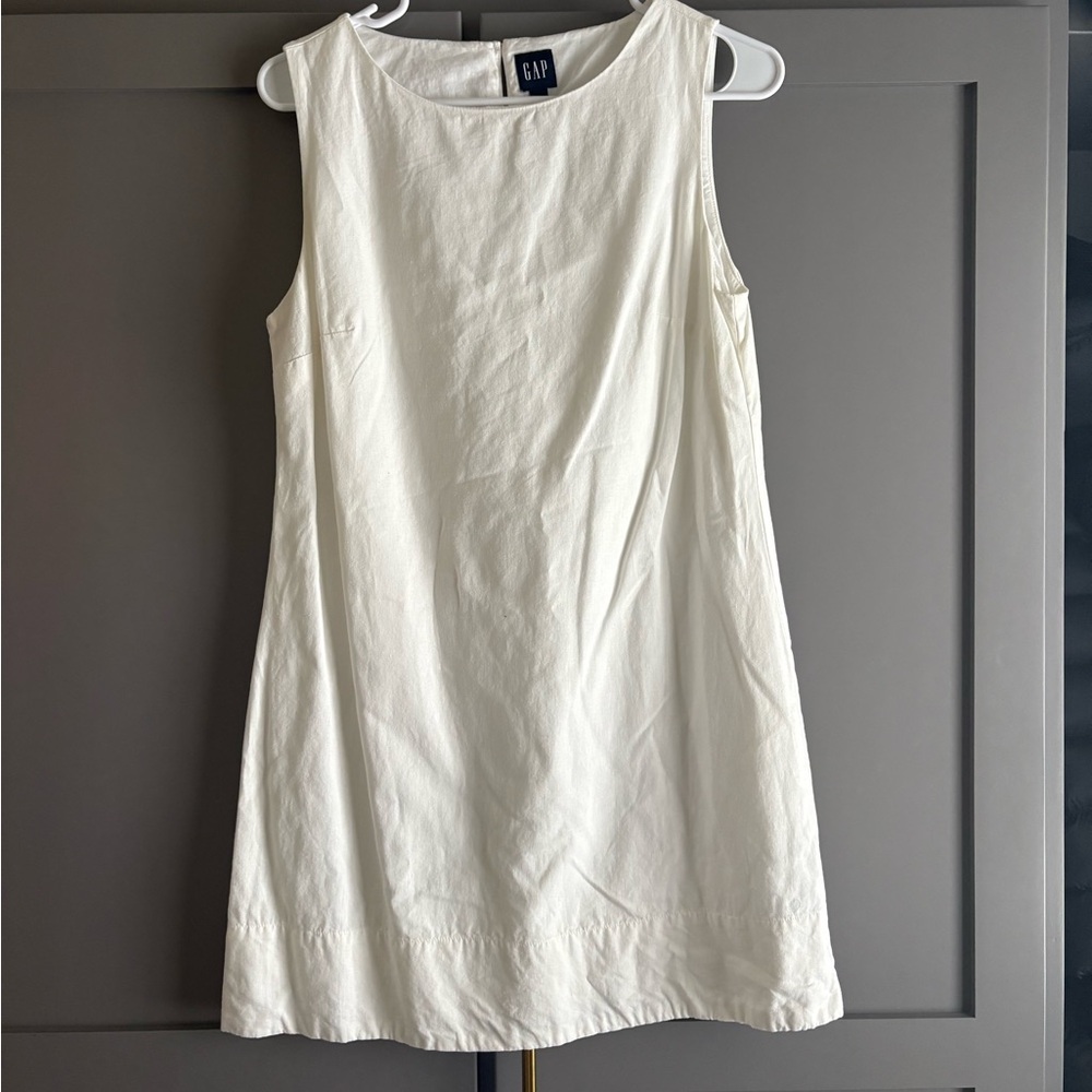 GAP Women's Ivory Linen/Cotton Blend Mini Dress